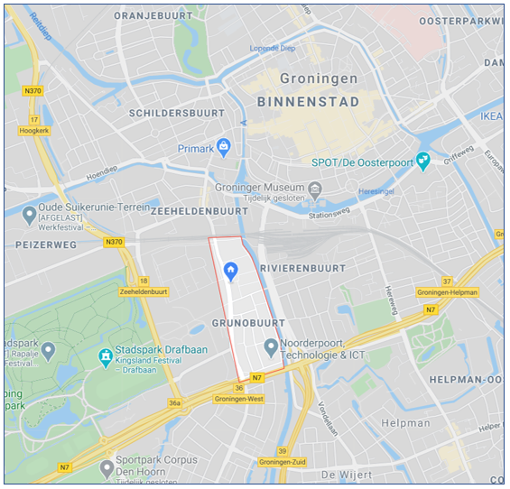 Landkaart Groningen (Google Maps), mei 2020